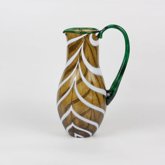 Tortoiseshell & White Swirl Artisan Glass Pitcher