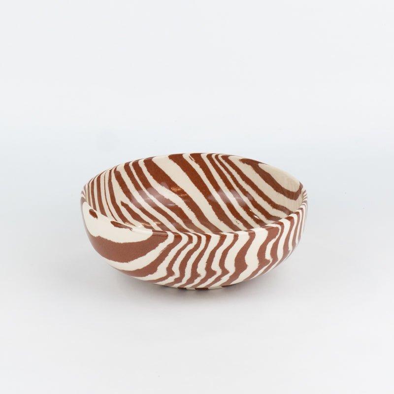 Terracotta & White Marble Rustic Ceramic Bowl