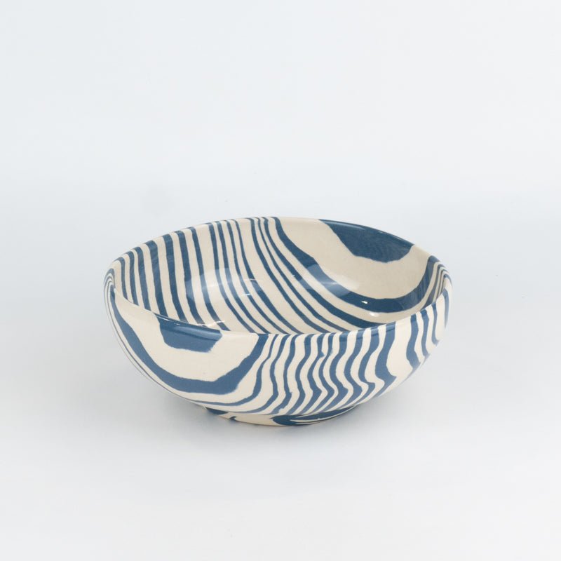 Azure Blue & White Marble Eye-Catching Ceramic Bowl