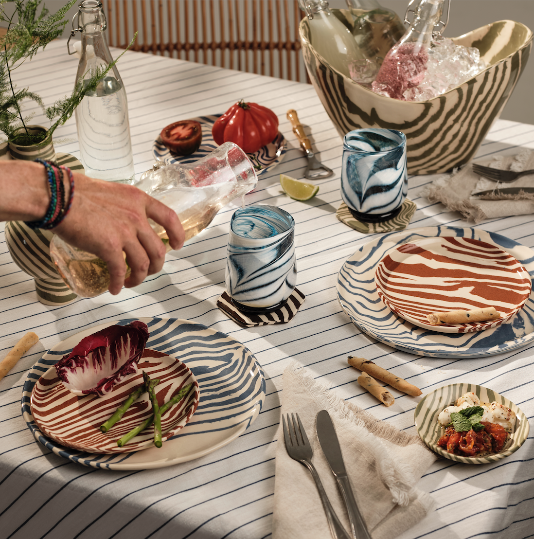 Terracotta & White Marble Ceramic Side Plate